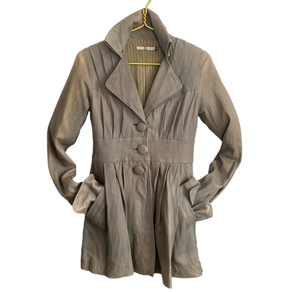 MIKE & CHRIS Jude Leather Jacket ASO Gossip Girl & Lindsay Lohan Y2K Trench M - Picture 4 of 9